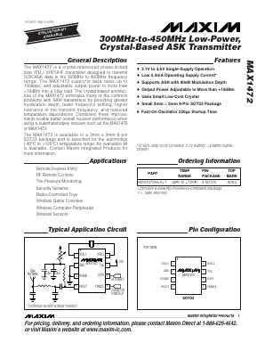 MAX1472AKA-T Datasheet PDF Maxim Integrated