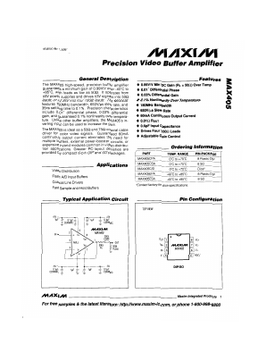 MAX405CSA Datasheet PDF Maxim Integrated