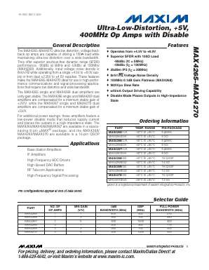 MAX4270 Datasheet PDF Maxim Integrated