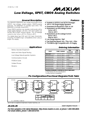 MAX4501CUK-T Datasheet PDF Maxim Integrated