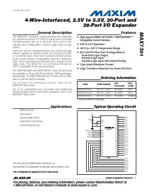 MAX7301AAX+ Datasheet PDF Maxim Integrated