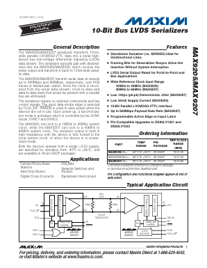 MAX9207 Datasheet PDF Maxim Integrated