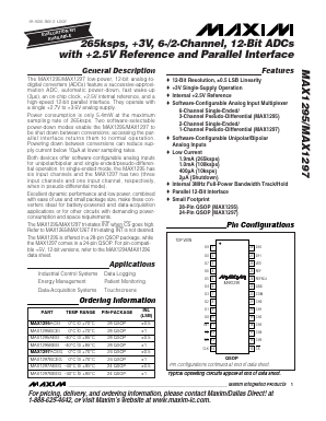 MAX1295 Datasheet PDF Maxim Integrated