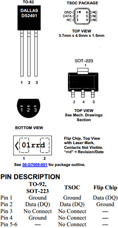 DS2401ZT Datasheet PDF Maxim Integrated