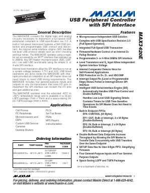 MAX3420EECJ Datasheet PDF Maxim Integrated