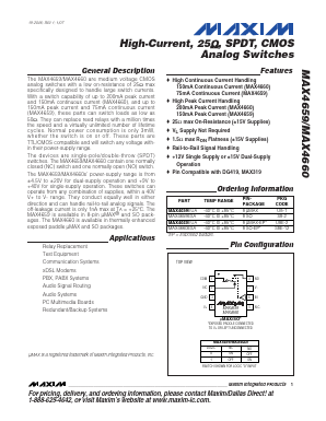 MAX4660ESA Datasheet PDF Maxim Integrated