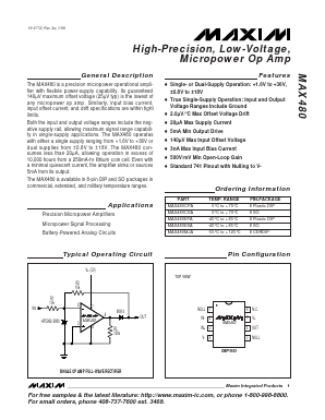 MAX480CPA Datasheet PDF Maxim Integrated