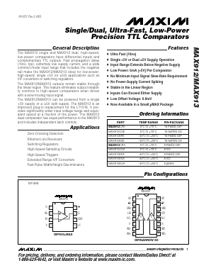 MAX913 Datasheet PDF Maxim Integrated
