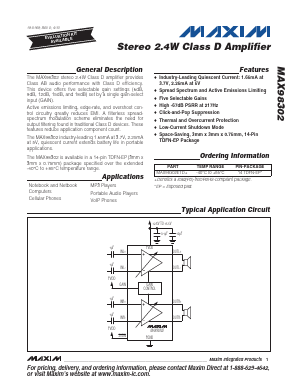 MAX98302ETD Datasheet PDF Maxim Integrated