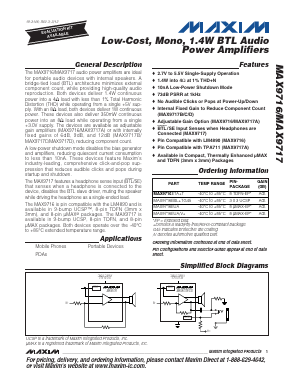 MAX9717 Datasheet PDF Maxim Integrated