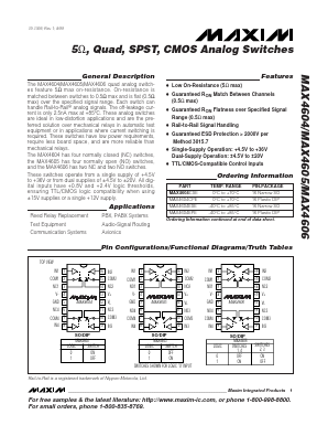 MAX4605ESE Datasheet PDF Maxim Integrated