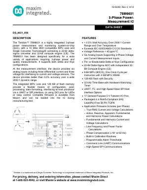78M6631-IM/F/P48 Datasheet PDF Maxim Integrated