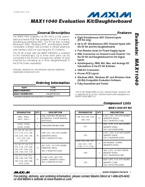 MAX11040EVKIT+ Datasheet PDF Maxim Integrated