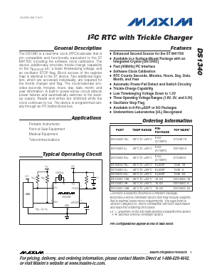DS1340C-33 Datasheet PDF Maxim Integrated