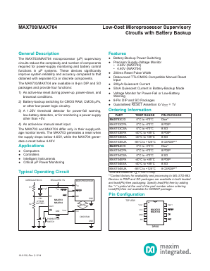 MAX703EPA Datasheet PDF Maxim Integrated