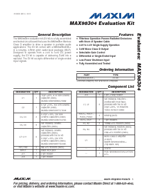 MAX98304EVKIT Datasheet PDF Maxim Integrated