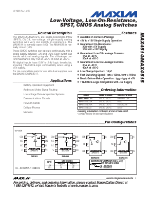 MAX4514CUK Datasheet PDF Maxim Integrated