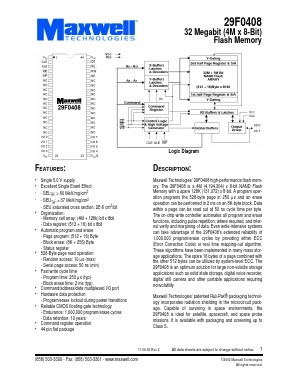 29F0408 Datasheet PDF MAXWELL TECHNOLOGIES