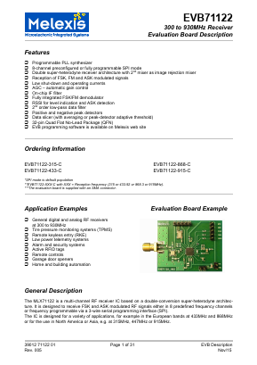 EVB71122-433-C Datasheet PDF Melexis Microelectronic Systems 