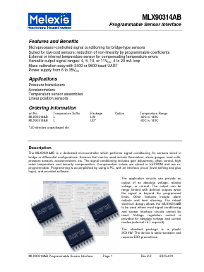 MLX90314AB Datasheet PDF Melexis Microelectronic Systems 