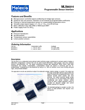 MLX90314 Datasheet PDF Melexis Microelectronic Systems 