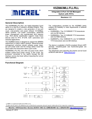 KSZ8863MLLI Datasheet PDF Micrel