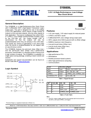 SY89809LTC Datasheet PDF Micrel