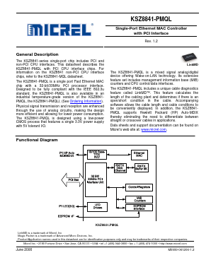 KSZ8841-PMQL Datasheet PDF Micrel