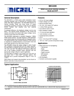 MIC2289 Datasheet PDF Micrel