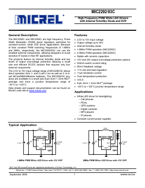 MIC2293C-15BML Datasheet PDF Micrel