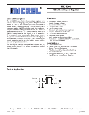MIC5200-3.3YM Datasheet PDF Micrel