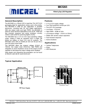 MIC5265-2.9YD5 Datasheet PDF Micrel