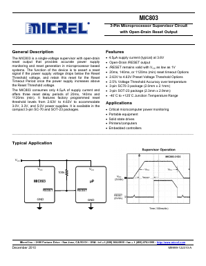 MIC803 Datasheet PDF Micrel