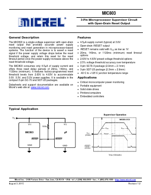 MIC803-40D2VC3 Datasheet PDF Micrel