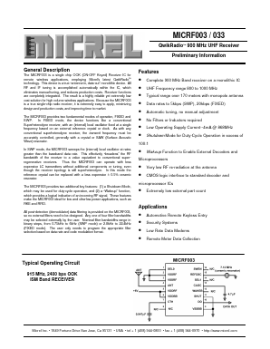 MICRF003BM Datasheet PDF Micrel