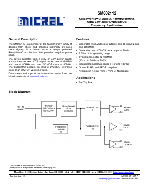 SM802112UMGTR Datasheet PDF Micrel