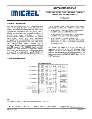 KSZ8895FMQ-EVAL Datasheet PDF Micrel