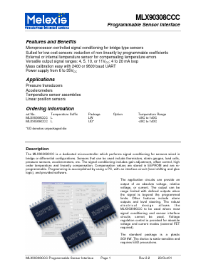MLX90308CCCLW Datasheet PDF Micro Electronics