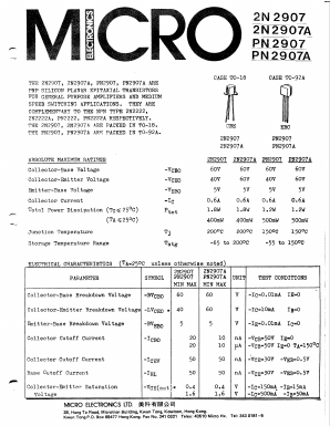 2N2907A Datasheet PDF Micro Electronics