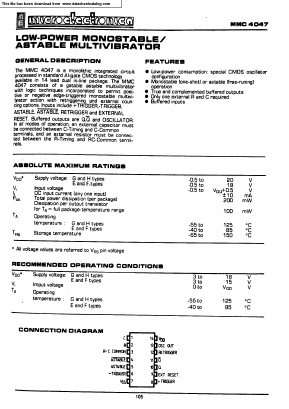 MMC4047 Datasheet PDF Micro Electronics