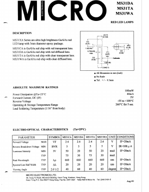 MS31XA Datasheet PDF Micro Electronics