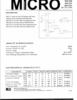MSC32 Datasheet PDF Micro Electronics