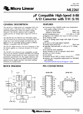 ML2261 Datasheet PDF Micro Linear Corporation