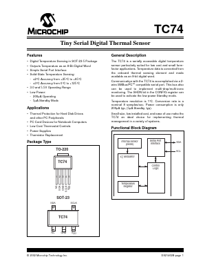 TC74A1-5.0VCT Datasheet PDF Microchip Technology