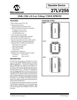 27C256-25/P Datasheet PDF Microchip Technology