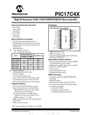 PIC17C42T-16 Datasheet PDF Microchip Technology