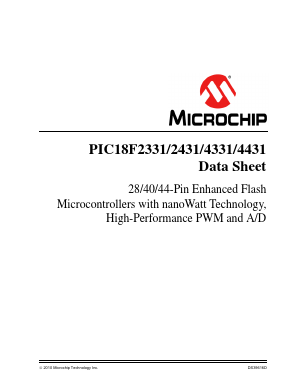 PIC18LF4331-I/SO Datasheet PDF Microchip Technology