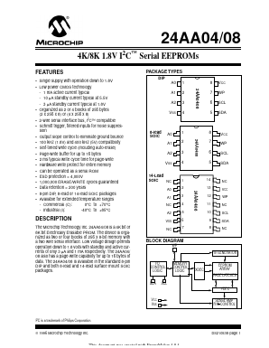 24AA08T-/SL Datasheet PDF Microchip Technology