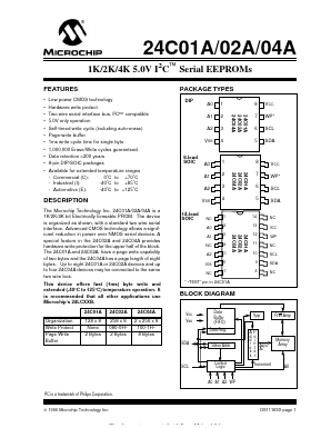 24C04AT-/SL Datasheet PDF Microchip Technology