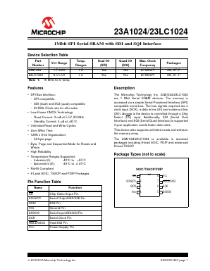 23LC1024T-I/SN Datasheet PDF Microchip Technology